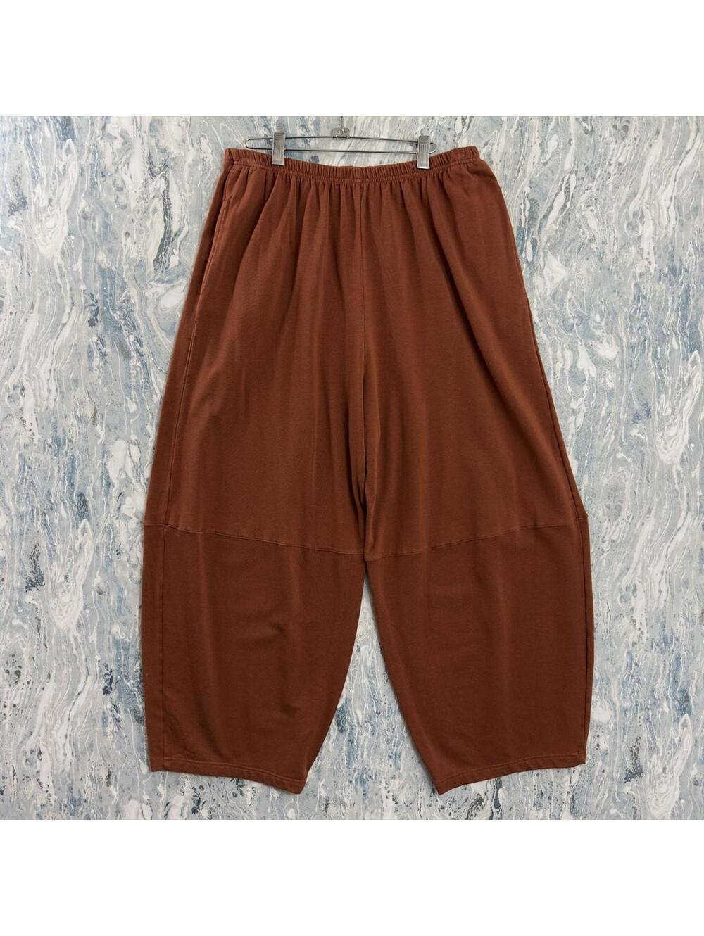 Artsy Boho Minimalist Lagenlook Avant-Garde Brown Wide Leg Sweatpants (XL)